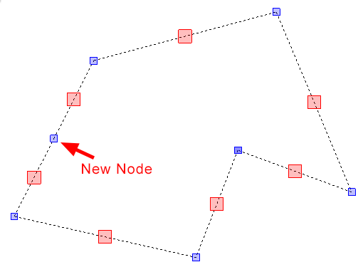 Screenshot: Now when you click on the Polyline, you will see the extra Node which can be manipulated a