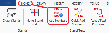 Screenshot: Select the 'Add Numbers' button which is located on the HOME ribbon.