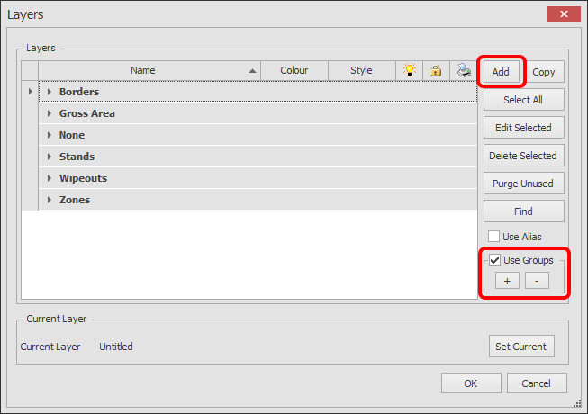 Screenshot: Now click the 'Add' button to create a new Layer.