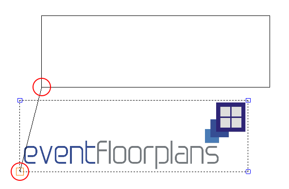 Screenshot: To adjust the position of the logo, click on the Red node (turns Orange when selected) and