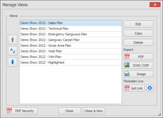 Screenshot: Select the View you want to edit the View Border for and click the Edit button or, double-