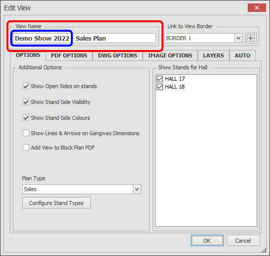 Screenshot: NOTE: The name of the View is used for the file name when you export the View to a PDF, DW