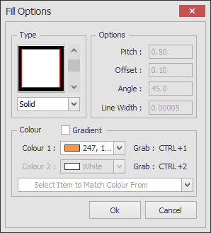Screenshot: Read all the options available below to help you select the Fill Type/Colour you want.