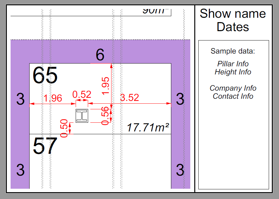 Screenshot: NOTE: Pillar dimensions must be added manually by following these instructions.