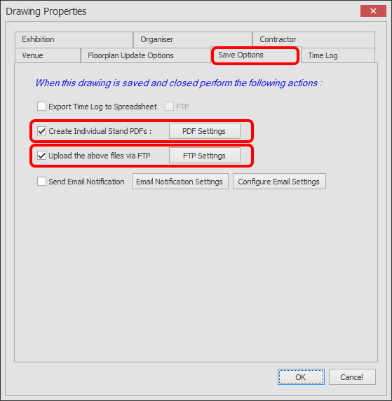 Screenshot: Tick 'Upload the above files via FTP' if you want these PDFs to be automatically uploaded
