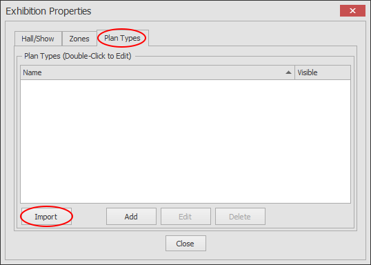 Screenshot: The Exhibition Properties dialog will now appear as shown below. Now click on the Plan Typ