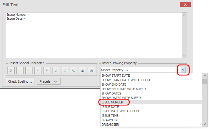 Screenshot: Then do the same for "Issue Date - " but select ISSUE DATE or ISSUE DATE WITH SUFFIX from