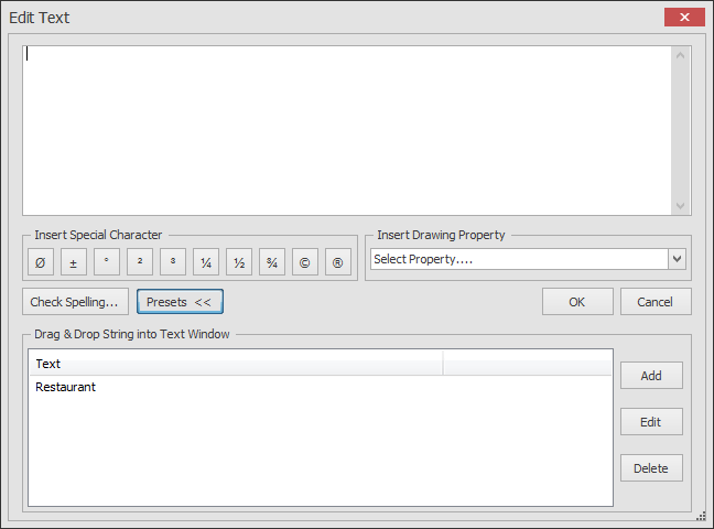 Screenshot: Click on the 'Insert Text' button which is located on the INSERT ribbon. The dialog box p