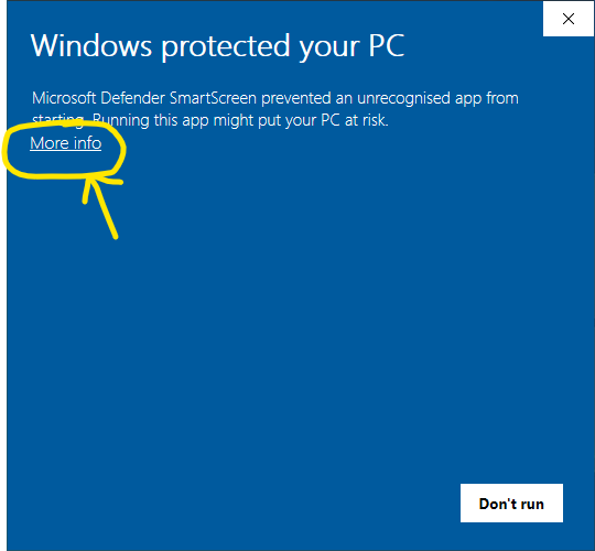 Screenshot: After double clicking on the installation file, the following dialog will appear. Click YE