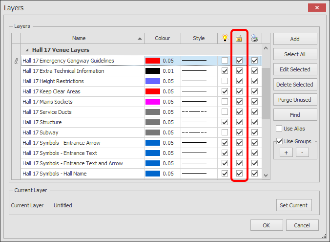 Screenshot: If you would like to Lock multiple layers at the same time, select the layer Names while p