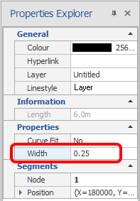 Screenshot: Note: Due to how scaling works, the line width shown on an exported PDF may look different