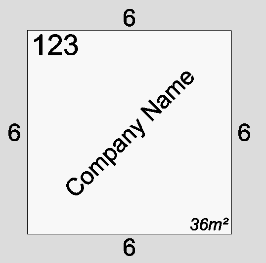 A Stand with its Company Name rotated to 45 degrees