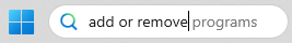 Screenshot: Using the search button on your Windows Task Bar, search for "Add or Remove Programs" and