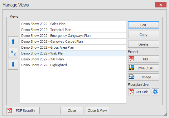 Screenshot: Select the View you want to edit and click the Edit button.