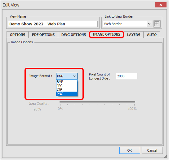 Screenshot: You have 4 file types to choose from, select the type required then click OK.
